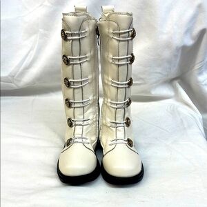 Fashion jeans kids White Knee-High Boots girl sz 26